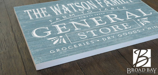 Personalized General Store Sign Vintage Wall Art Custom Kitchen or Pantry Sign