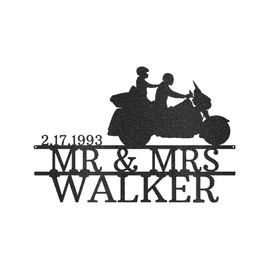 Motorcycle Couple Personalized Gifts - Custom Metal Sign
