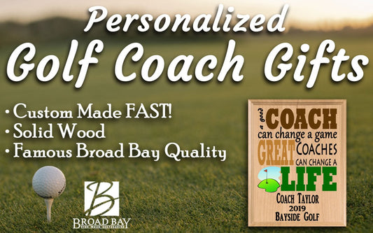Custom Golf Coach Gift – Personalized Wood Plaque with Name & Year – “Great Coaches Change Lives” – Made in USA – 11x8.5