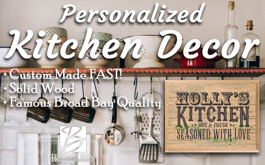 PERSONALIZED Kitchen Sign Wall Art Gift Rustic Seasoned With Love Design