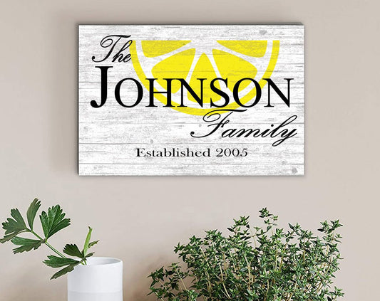 Personalized Lemon Family Name Sign Customized Wood Farmhouse Decor Gift