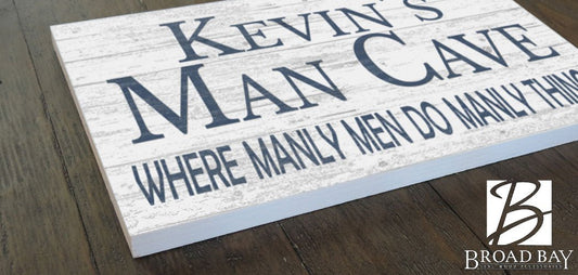 Personalized Man Cave Sign Decoration Custom Solid Wood Gift for Men Husband A Man