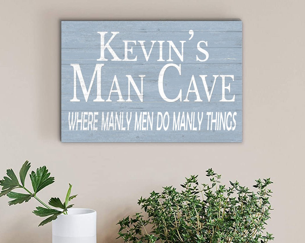 Personalized Man Cave Sign Decoration Custom Solid Wood Gift for Men Husband A Man