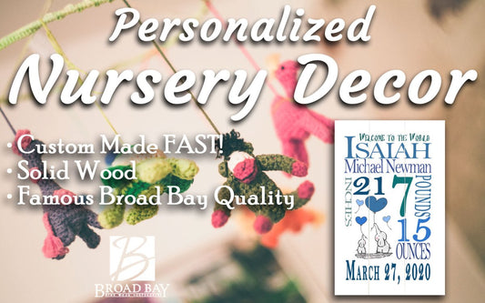 Personalized New Baby Boy Birth Announcement Gift Wall Art