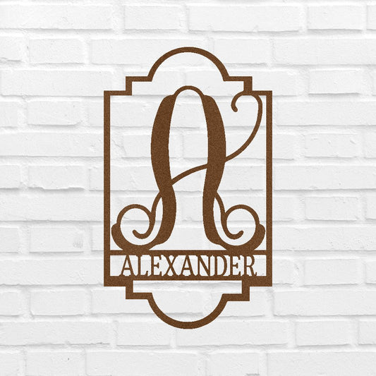 Regal Personalized Gifts - Custom Metal Sign, Split Letter, Last Name