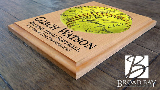 Personalized Softball Coach Gift PLAQUE For Team Notes and Signatures