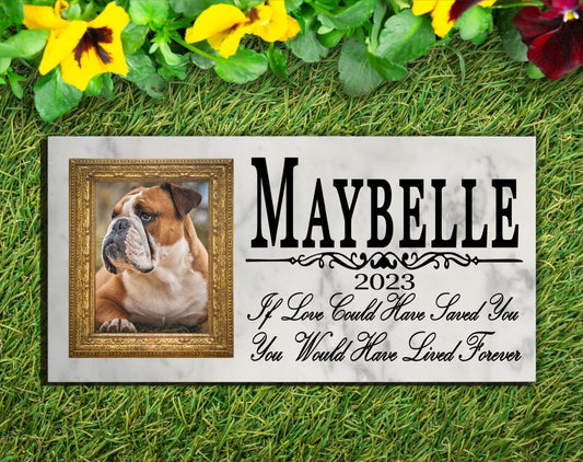 Personalized Pet Memorial Stone with Photo – Marble Remembrance Plaque, FREE 2-Day Shipping