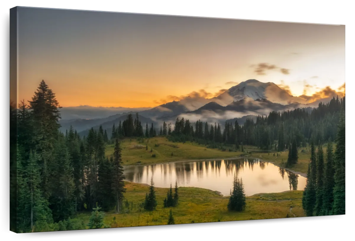 Majestic Sunset At Mount Rainer Wall Art