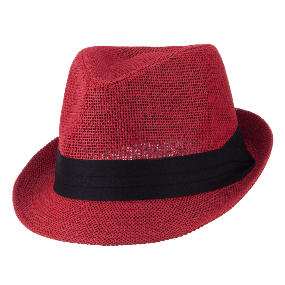 Pleated Hat Band Straw Fedora Hat