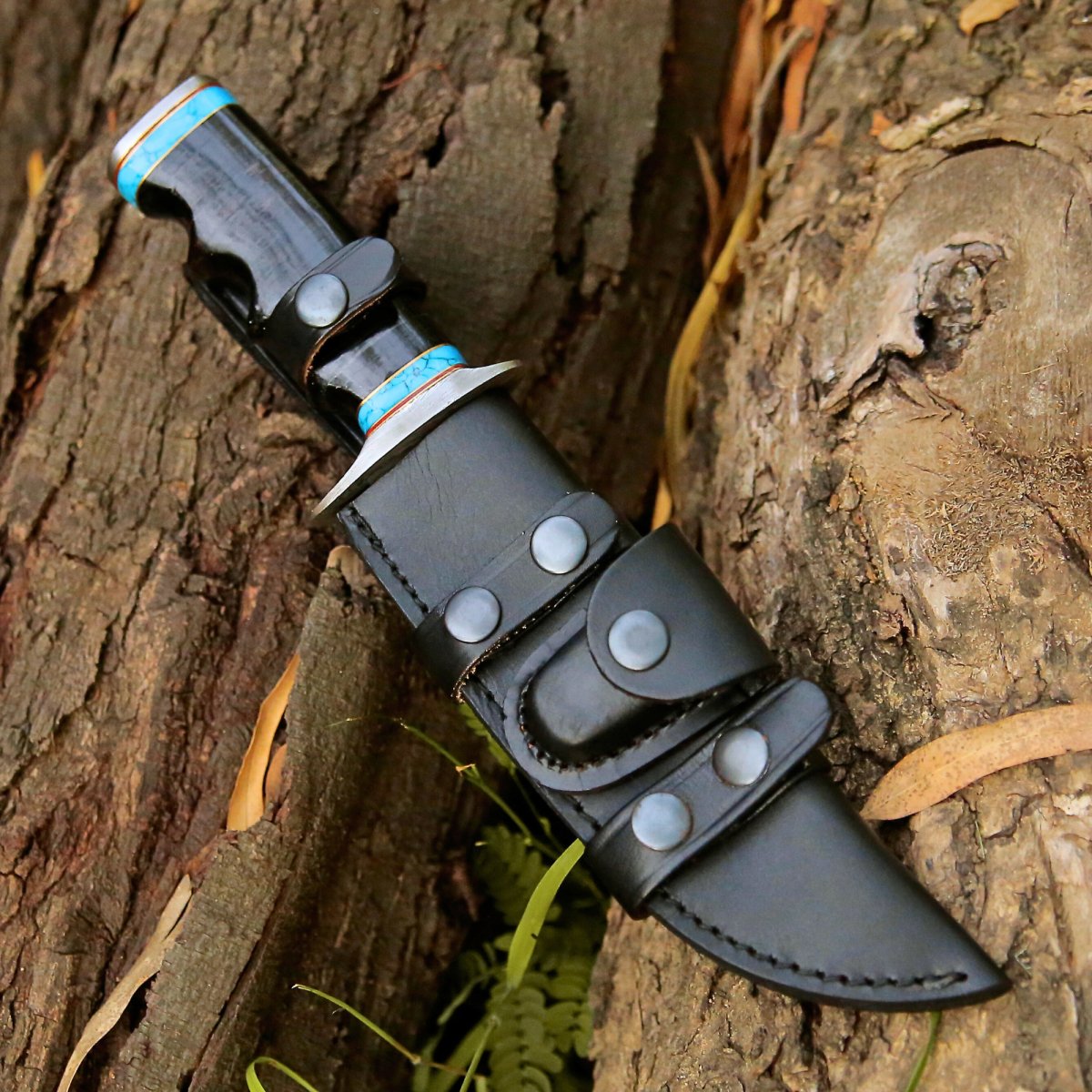 Phantom Hunting & Survival Bowie Knife with Stacked Leather Handle