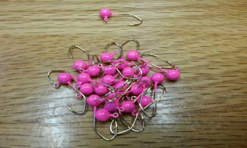35ct Cam's Jig Heads 1/64 Pink Round #6 Gold (Laser Sharp) Nasty Bend Hooks