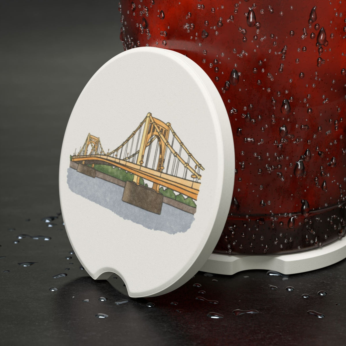 Pittsburgh 412 Area Code Ceramic Car Coaster - Single Coaster