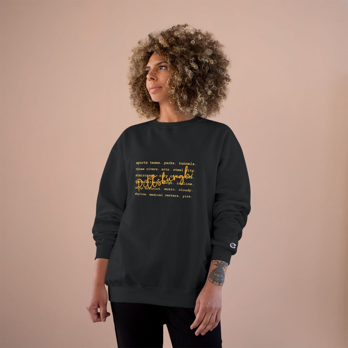 Pittsburgh Typography Word Art Champion S600 Sweatshirt