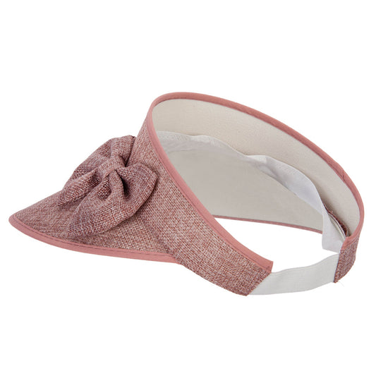 Women's Polyester Bow Accented Large Hard Brim Gardening Sun Visor