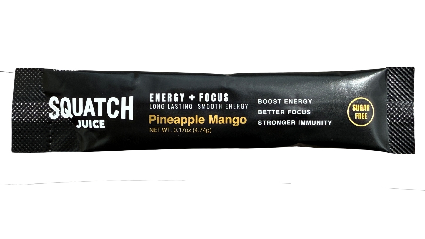 Squatch Juice Energy + Focus - Pre-order Only - 30 Sticks - Pineapple/Mango, Watermelon, Lemonade, Strawberry/Kiwi