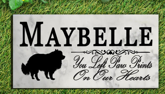Pomeranian Memorial Stone Personalized for Indoors or Outdoor Grave Marker