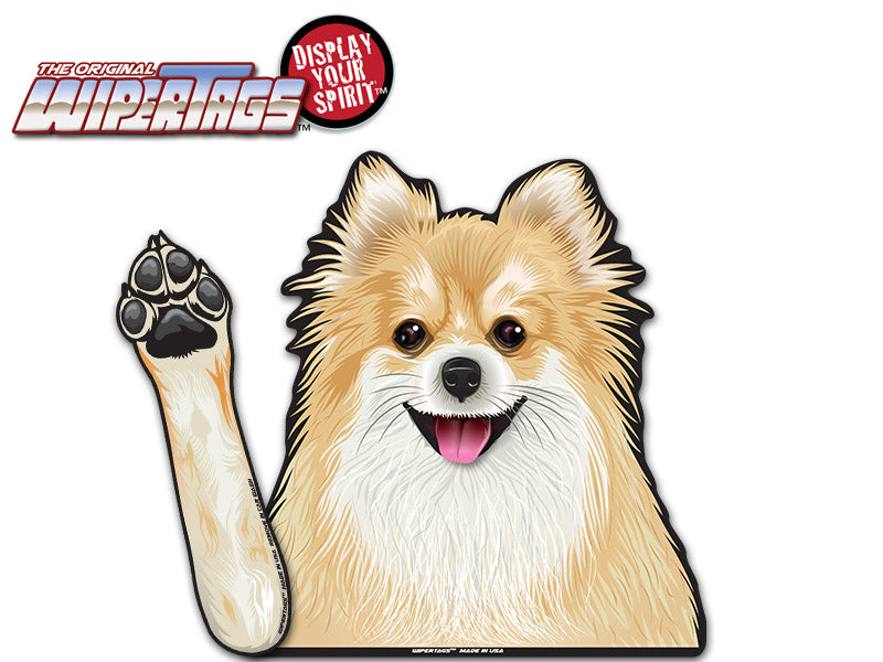 Pomeranian Dog Betty White Waving WiperTags