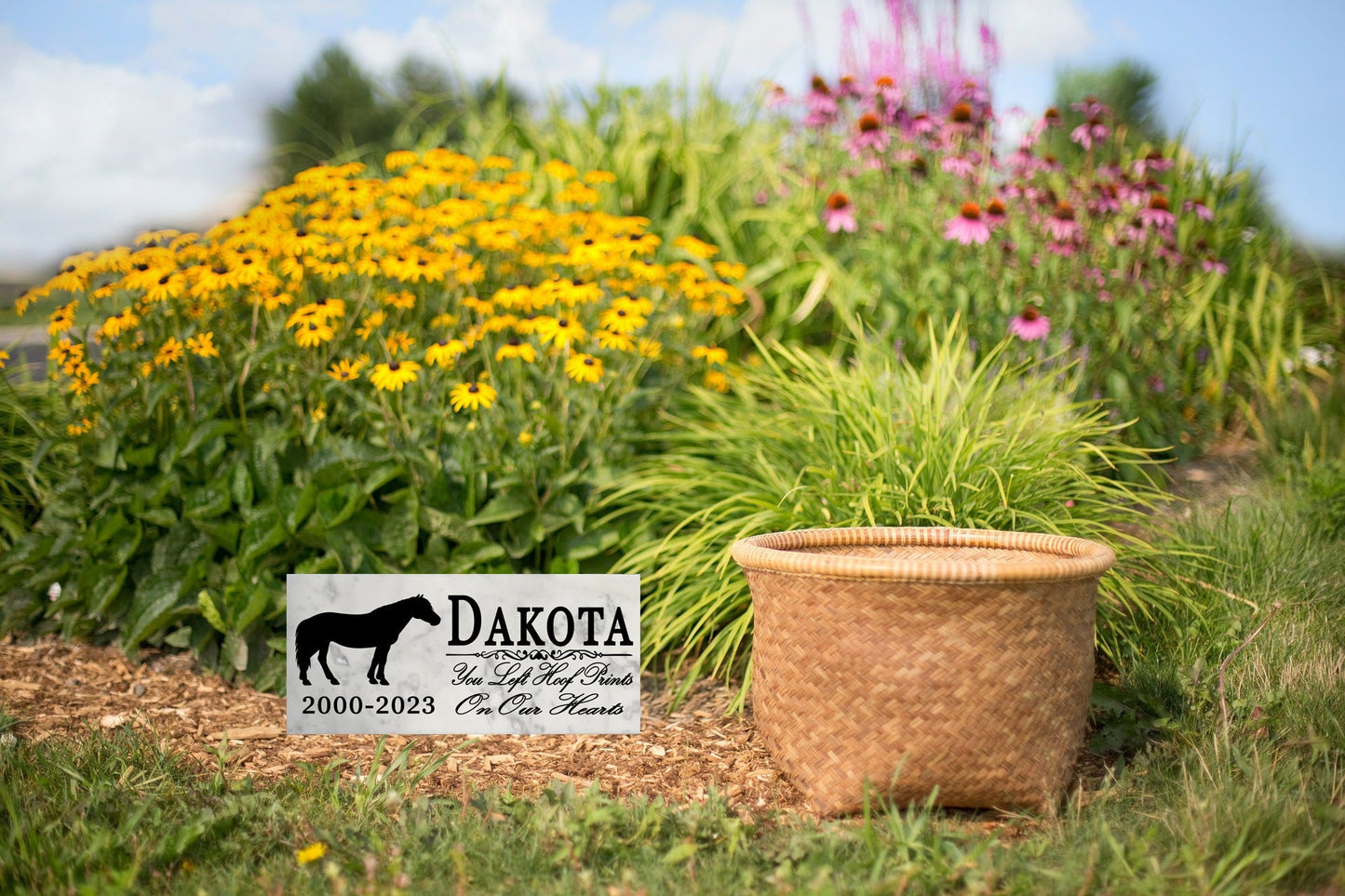 Standing Horse Memorial Plaque – Personalized Marble Tribute With Name & Dates