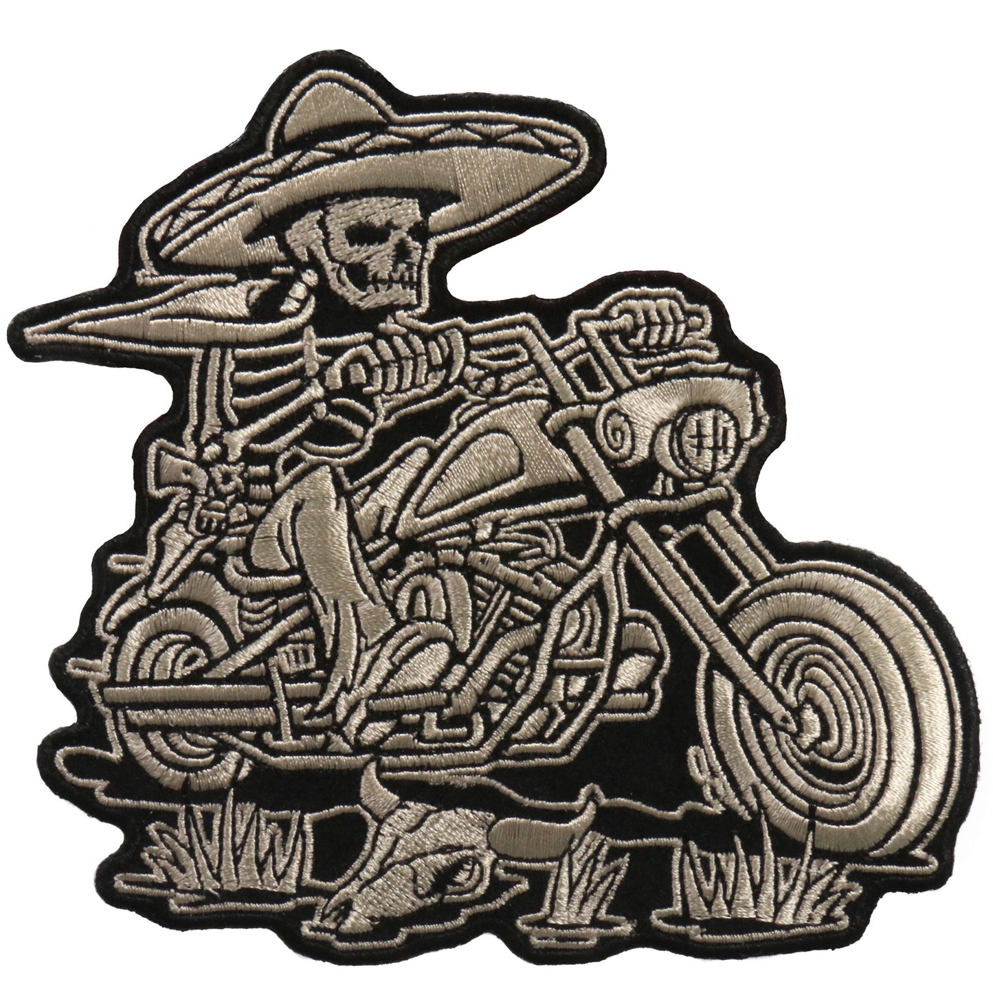 Hot Leathers 5" x 5" Sombrero Skeleton Rider Patch