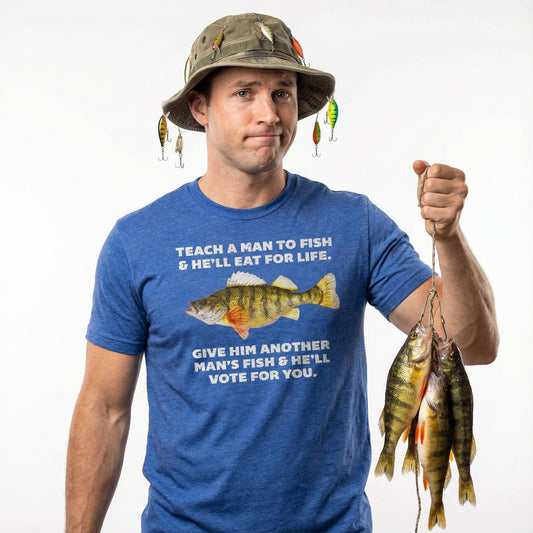 Teach A Man To Fish Heather Blue T-shirt