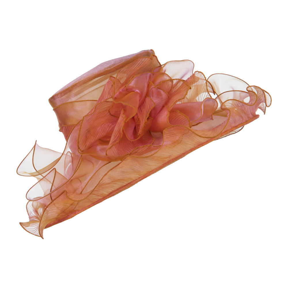 Pleated Trim Brim Ruffle Organza Hat