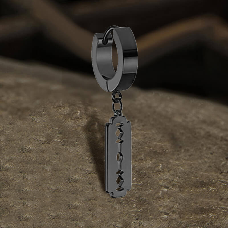 Punk Razor Blade Stainless Steel Hoop Earring