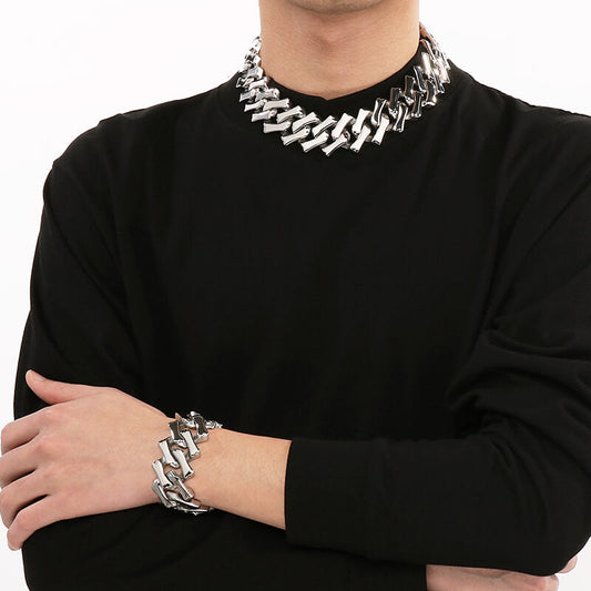 Punk Rhombus Cuban Chain Stainless Steel Bracelet