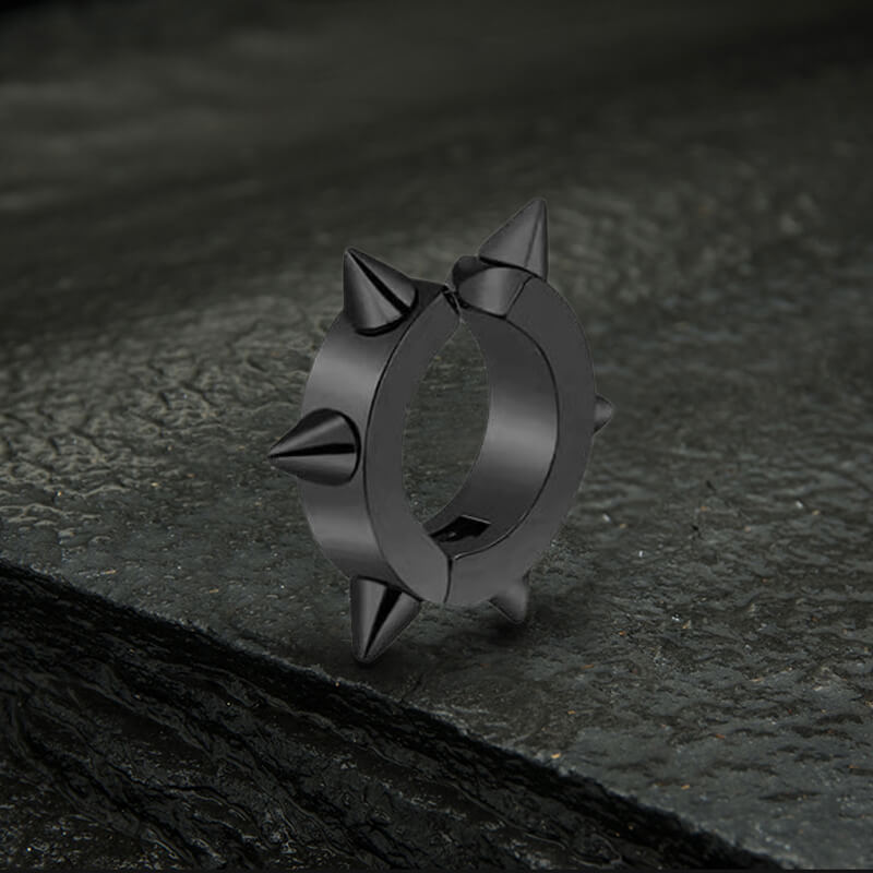 Punk Style Stainless Steel Spike Huggie Earrings