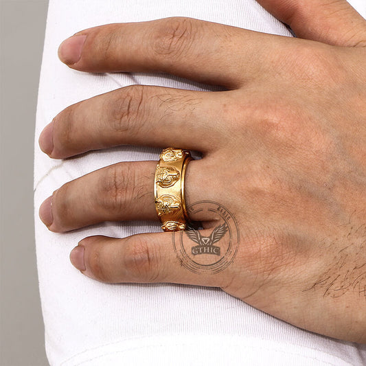 Punk Tiger Head Stainless Steel Spinner Ring