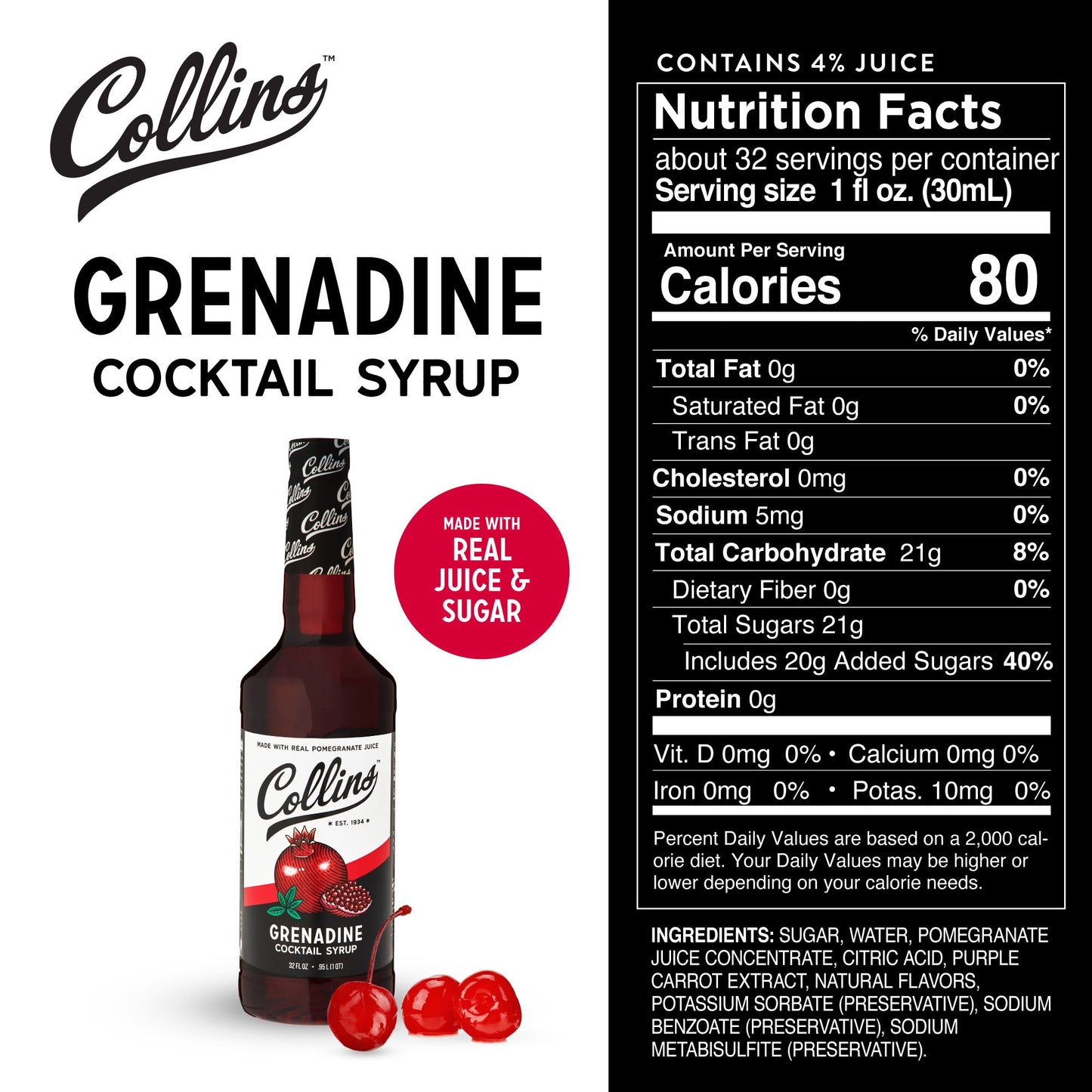 Grenadine Cocktail Syrup 32 oz