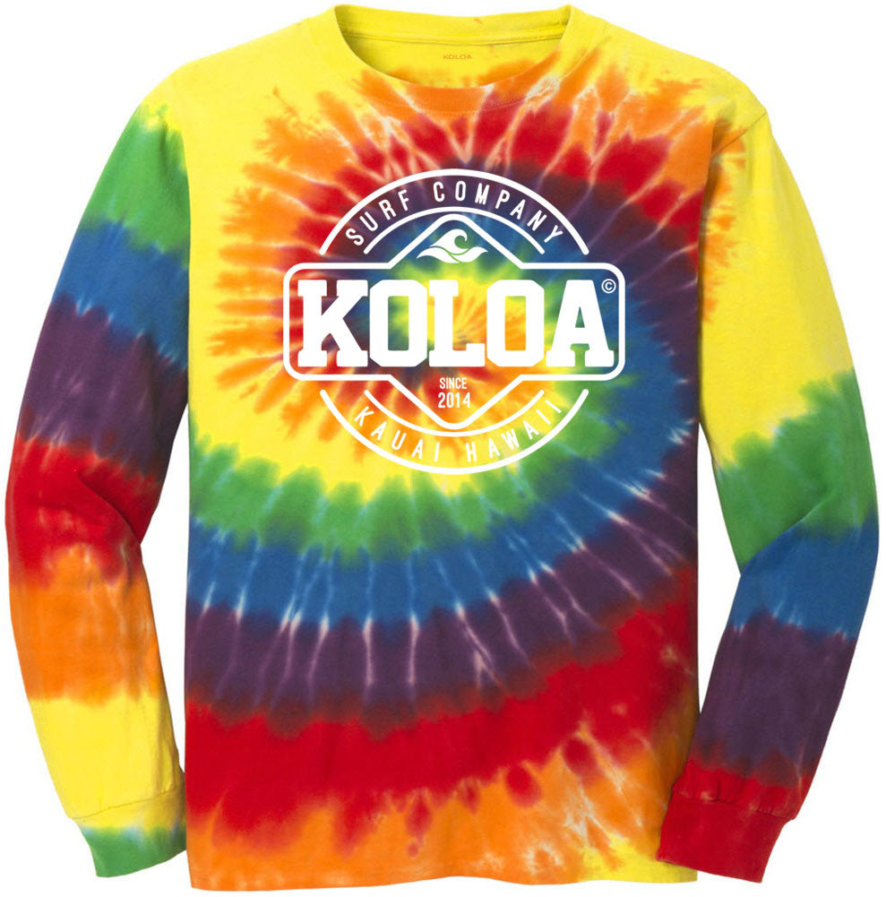 Koloa Surf Dawn Patrol Logo Colorful Long Sleeve Tie-Dye T-Shirt