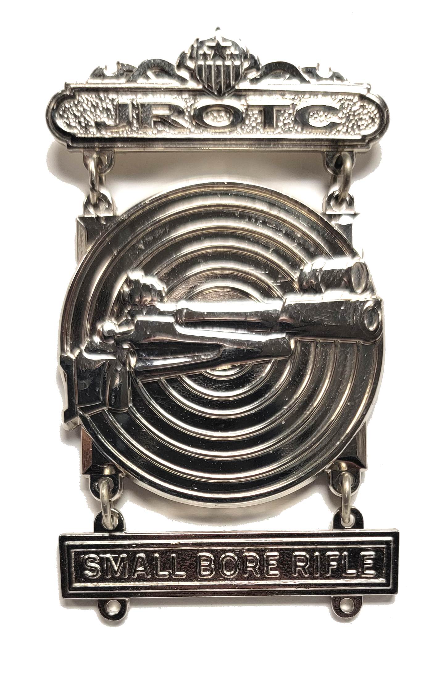JROTC Sharpshooter with Small Bore Rifle Q-Bar, Target & Rifle (Nickel)
