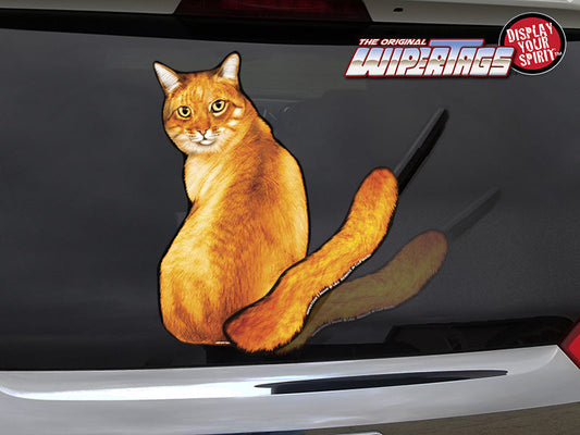 REAL Cat orange Tabby Tail Wagging WiperTags
