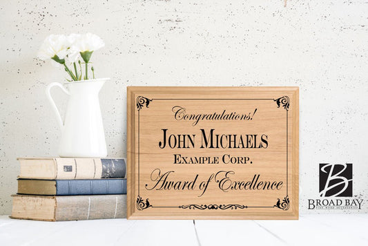 Congratulations Award Plaque – Custom Award of Excellence Gift for Employees or Colleagues