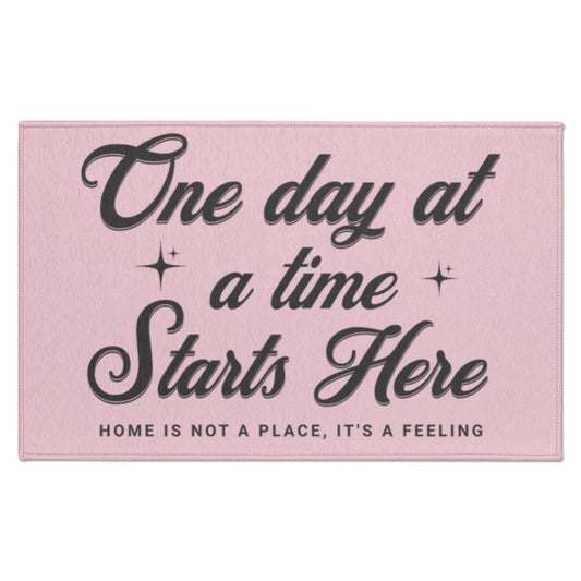 Recovery Indoor Doormat | Inspiring Sobriety | One Day at a Time Starts Here (Light Colors)