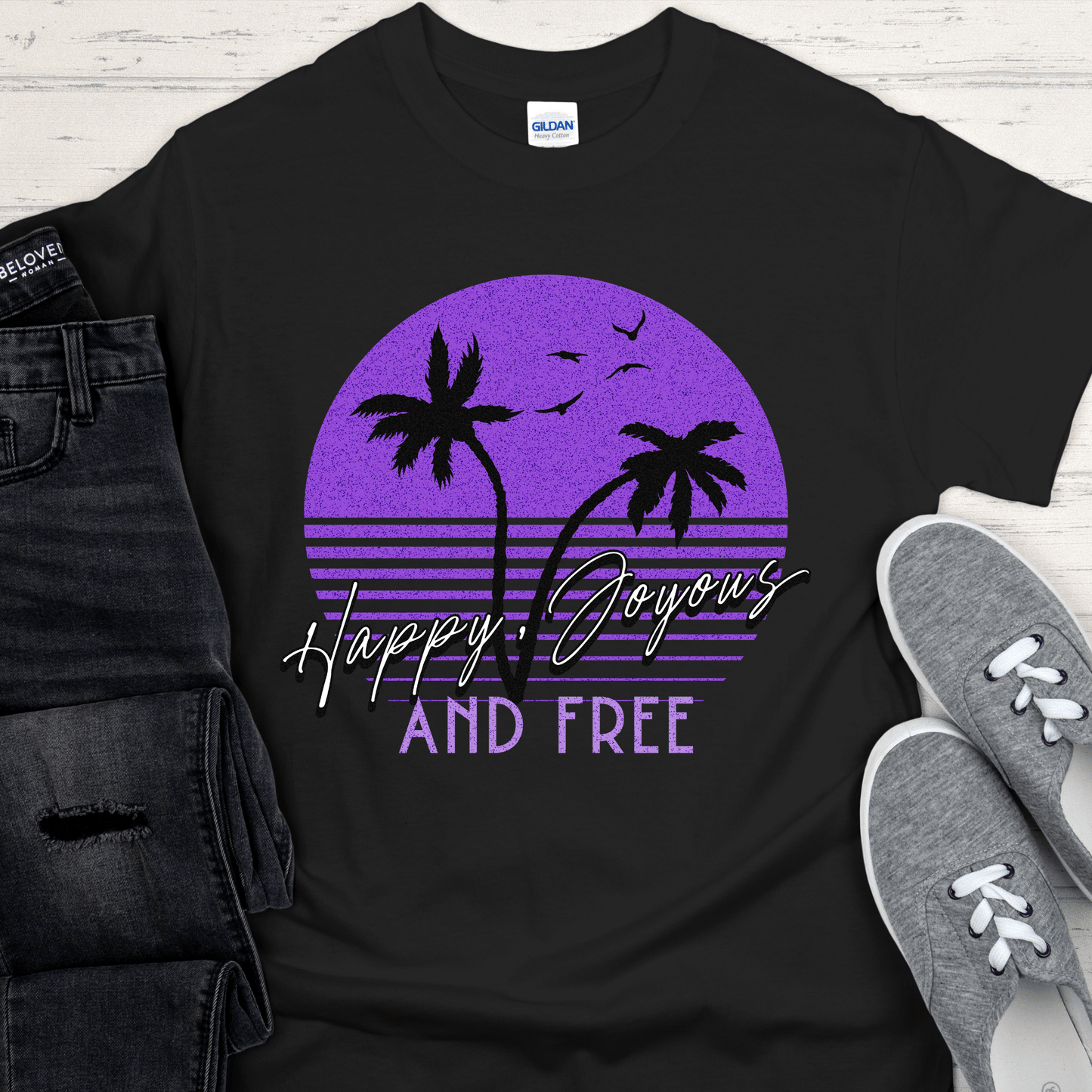 Recovery T-Shirt | Inspiring Sobriety | Happy, Joyous & Free Sunset