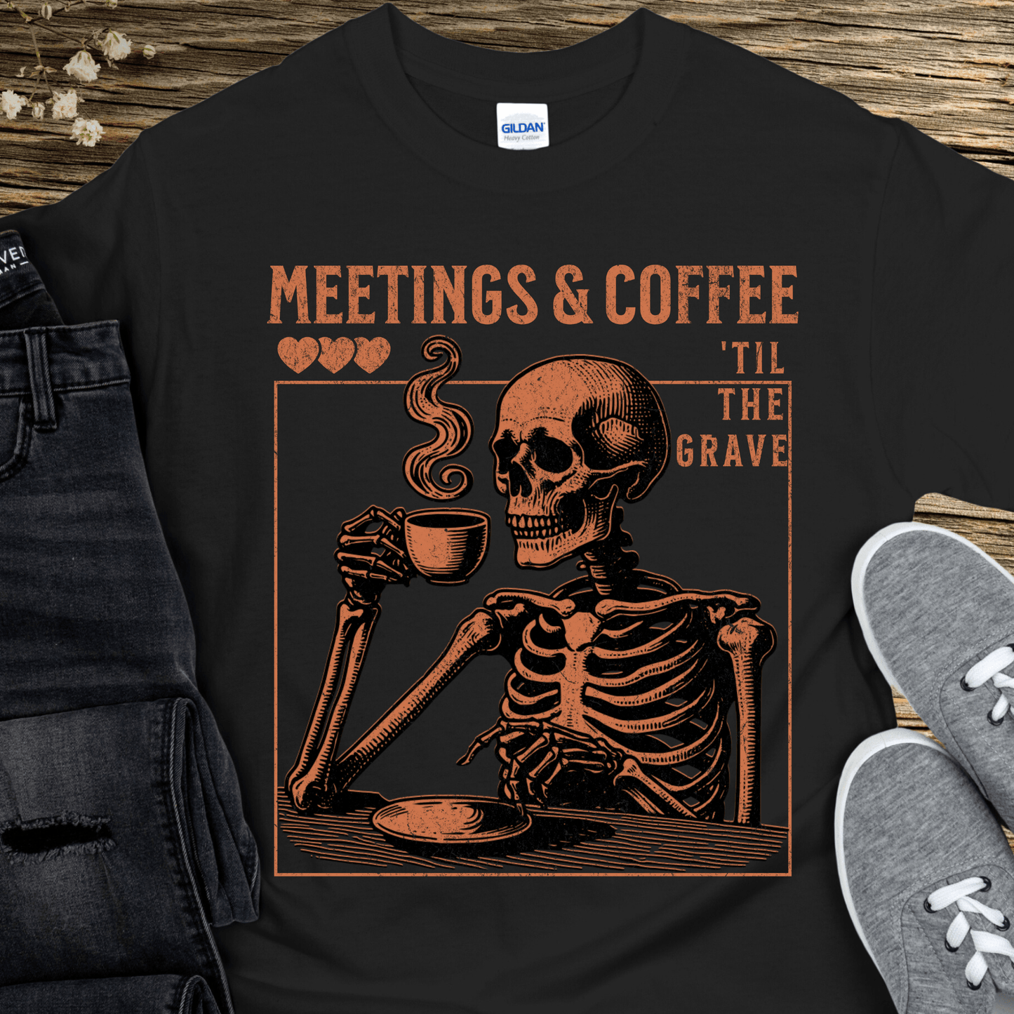 Recovery T-Shirt | Inspiring Sobriety | Meetings & Coffee Til The Grave