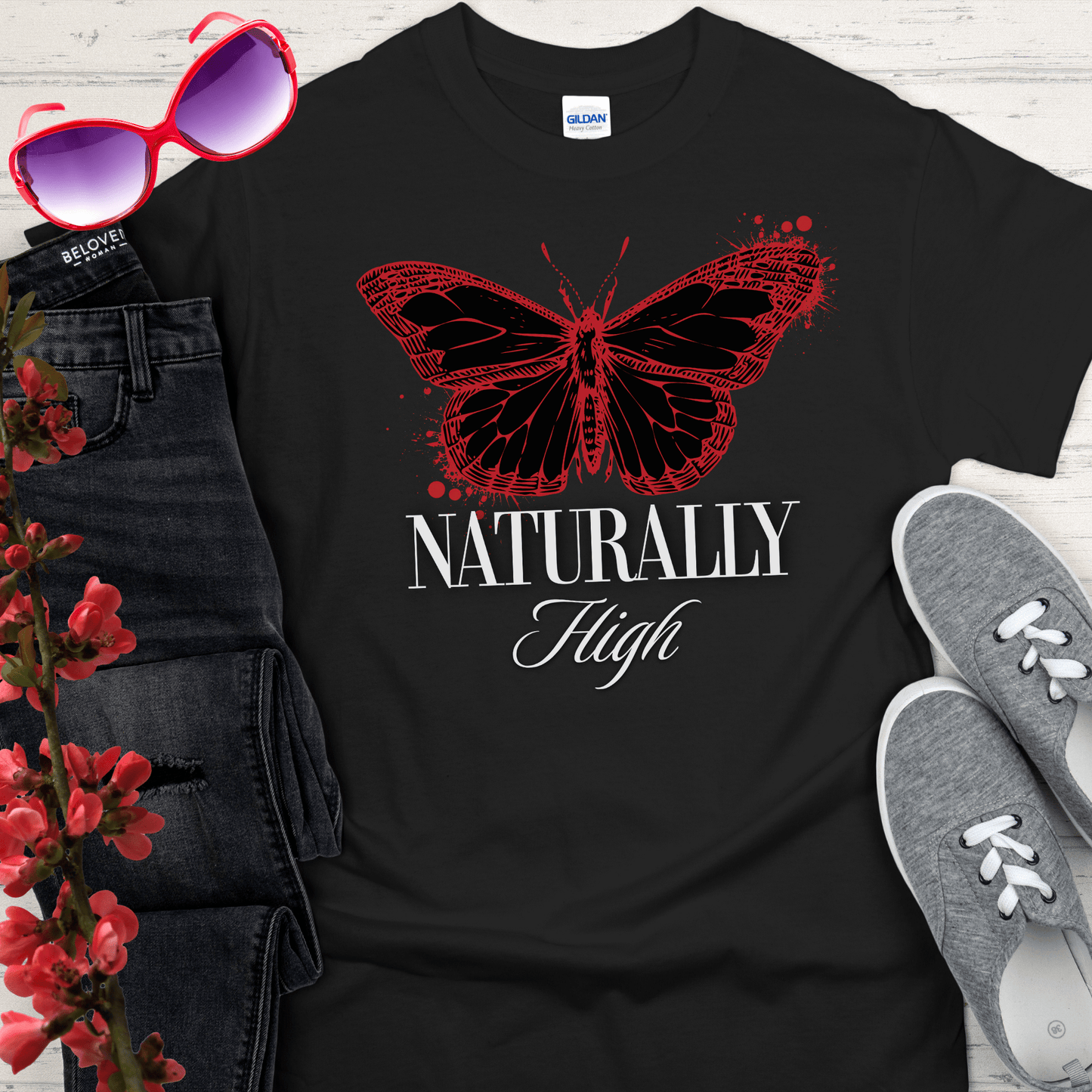 Recovery T-Shirt | Inspiring Sobriety | Naturally High Butterfly