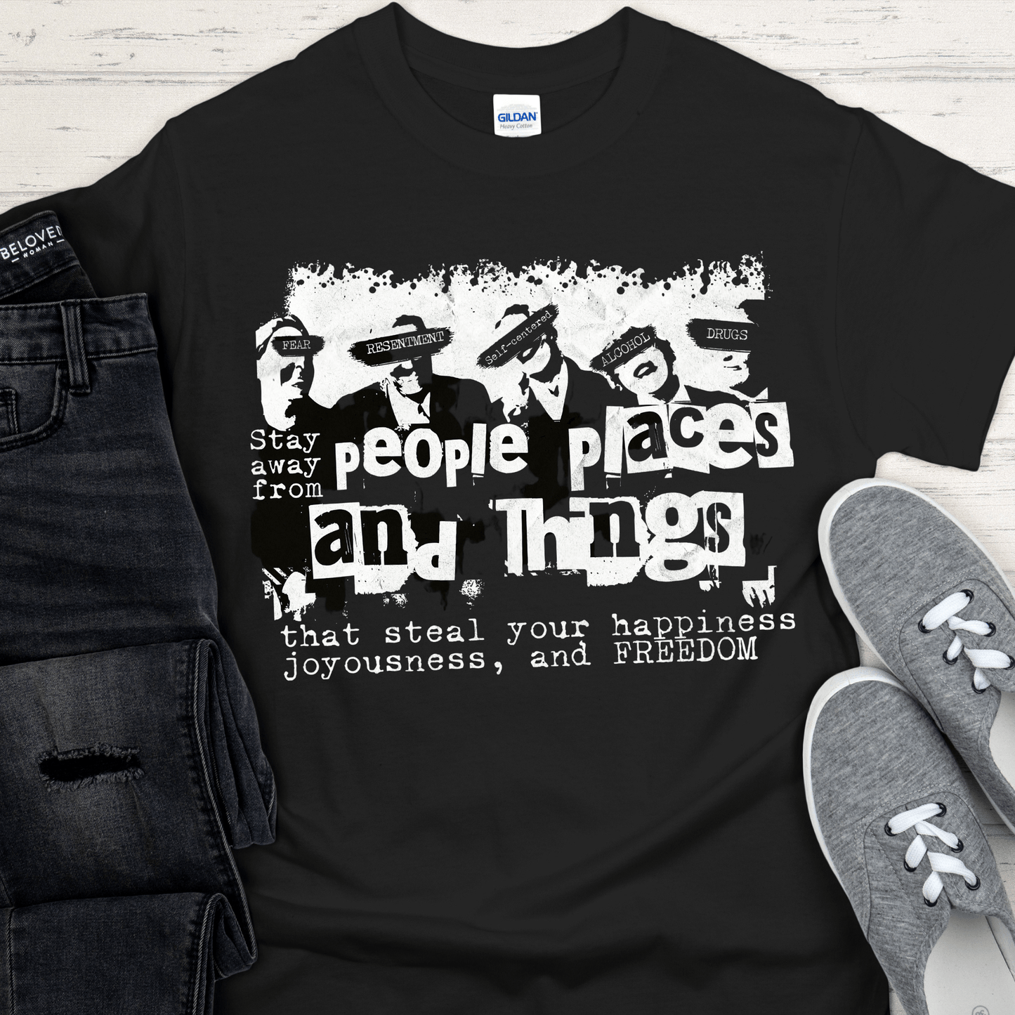 Recovery T-Shirt | Inspiring Sobriety | People, Places & Things