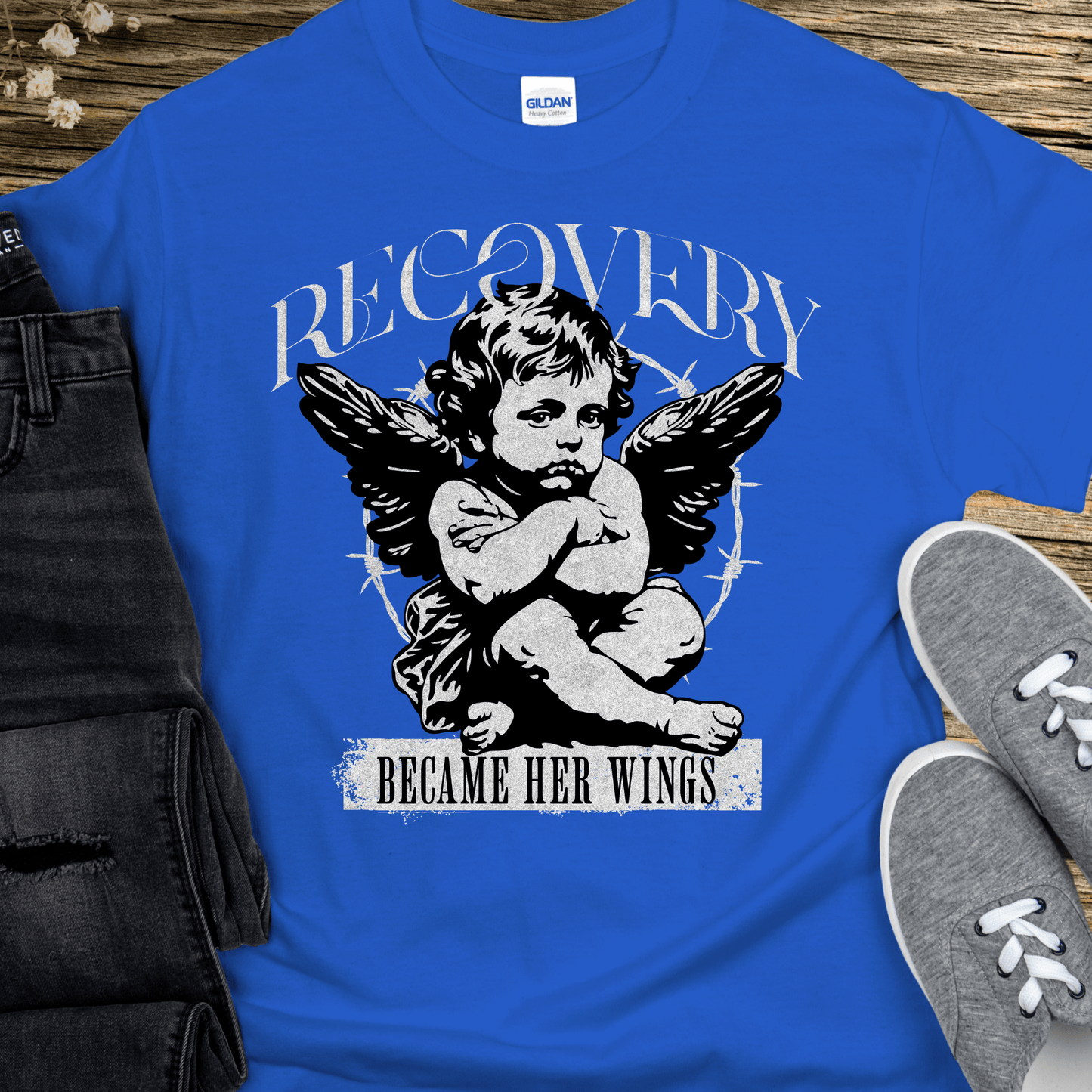 Recovery T-Shirt | Inspiring Sobriety | Recovery Became Her Wings