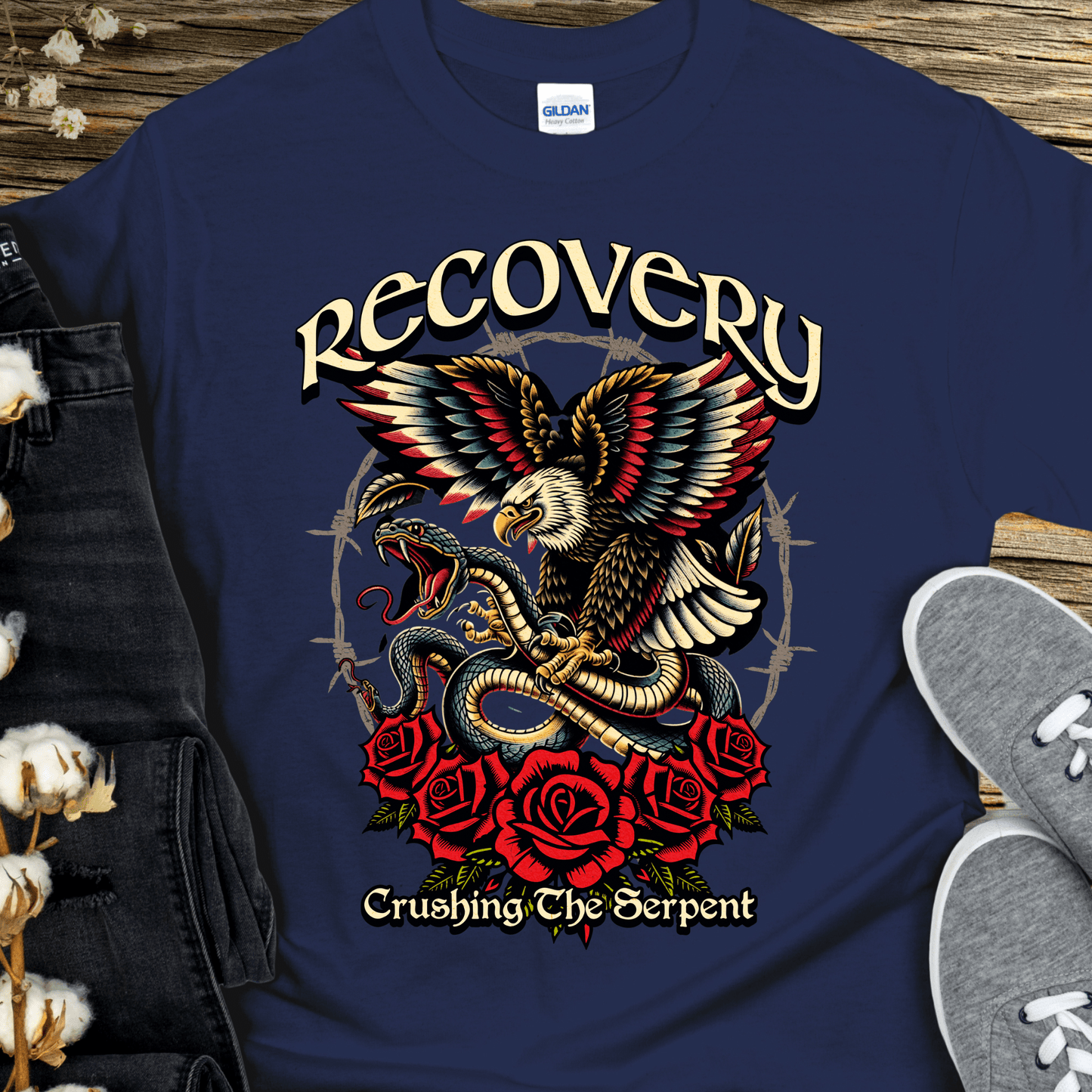 Recovery T-Shirt | Inspiring Sobriety | Recovery - Crushing The Serpent