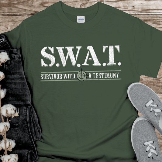 Recovery T-Shirt | Inspiring Sobriety | S.W.A.T. - Survivor With a Testimony