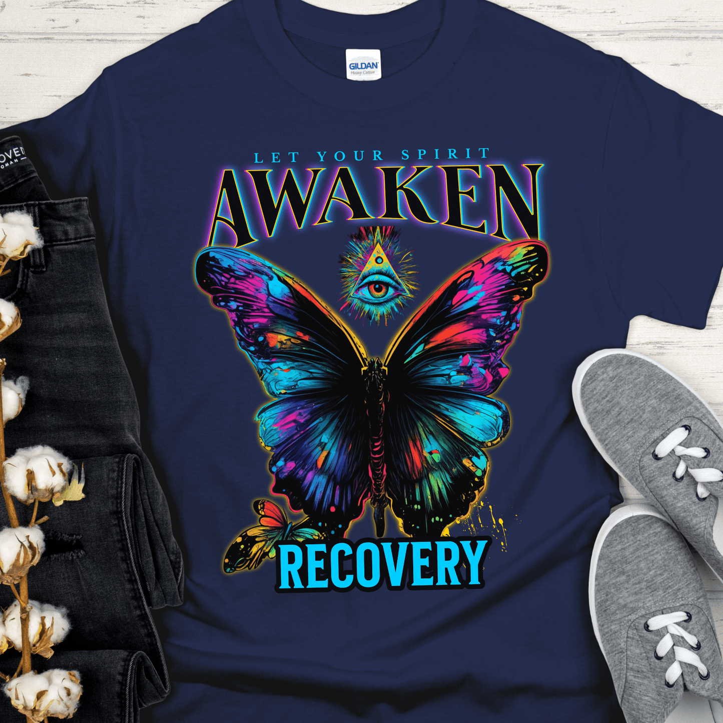Recovery T-Shirt | Inspiring Sobriety | Spirit Awaken Butterfly