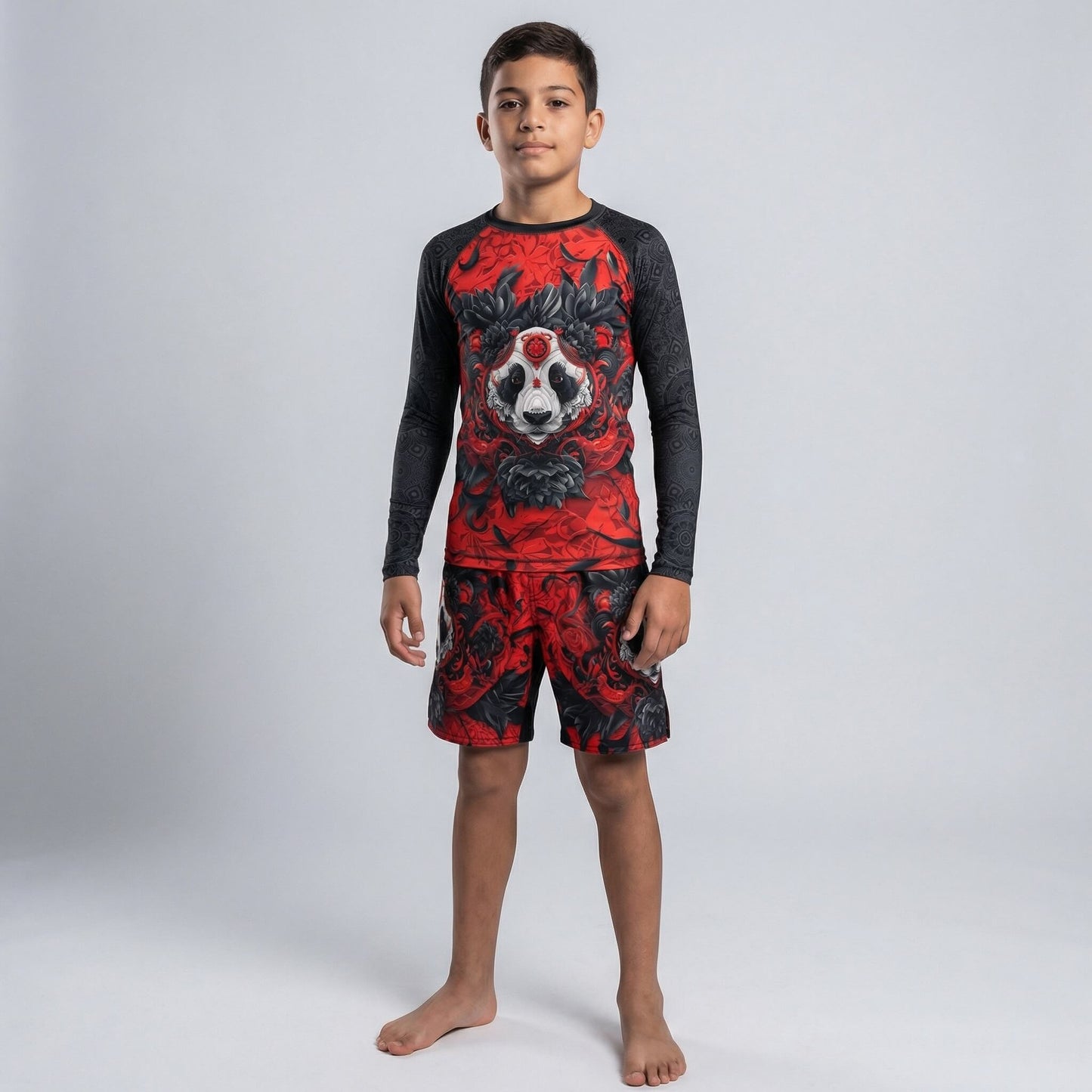 LOTUS PANDA KIDS FIGHT SHORTS
