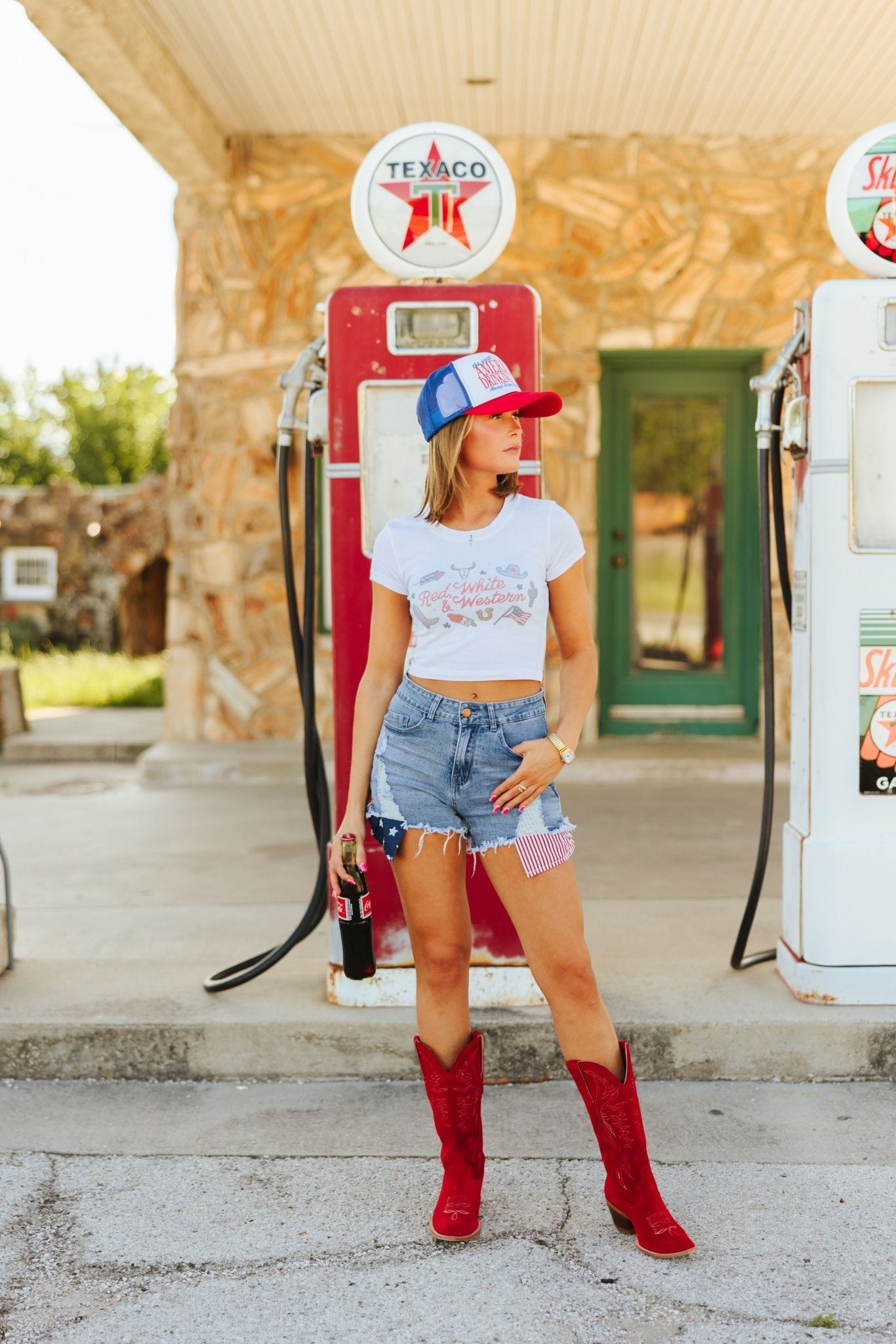 Red, White & Western Babydoll Graphic Tee
