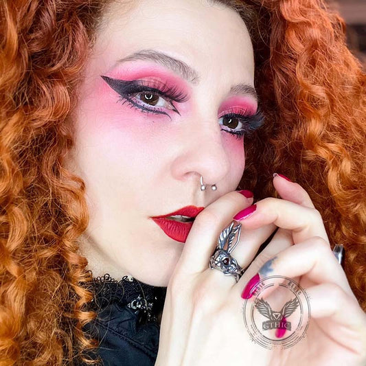 Red Eyes Rabbit Stainless Steel Animal Ring