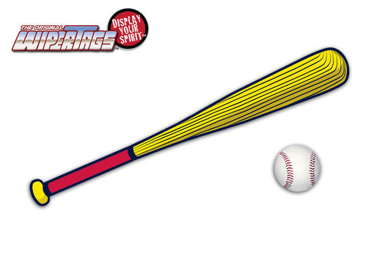 Baseball-Red & Yellow Bat WiperTags with Ball Decal