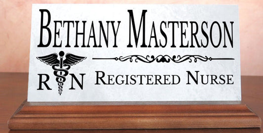 Registered Nurse Nameplate RN Gift - Solid Marble - Custom Nurses Name Plate