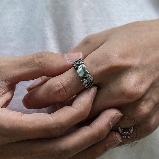 Retro Flying Love Stainless Steel Punk Ring