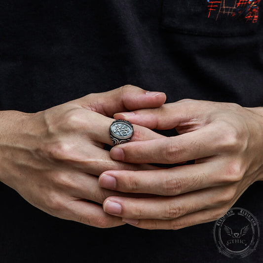Retro Sigil of Lucifer Stainless Steel Ring
